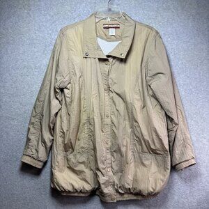 VTG 80s Tudor Court Jacket Large Snap Front Windbreaker Lightweight Tan Nylon